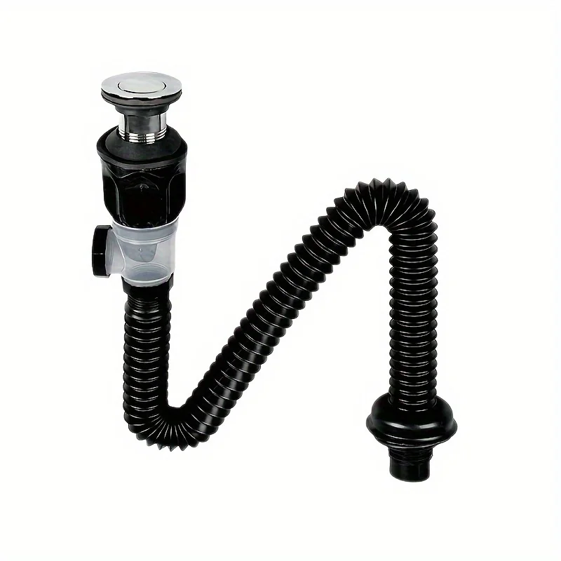 Bathroom Sink Drain Kit, Metal P-Type Sink Drain Pipe, Suitable for 1-1/4 Inch and 1-1/2 Inch Drain Holes
