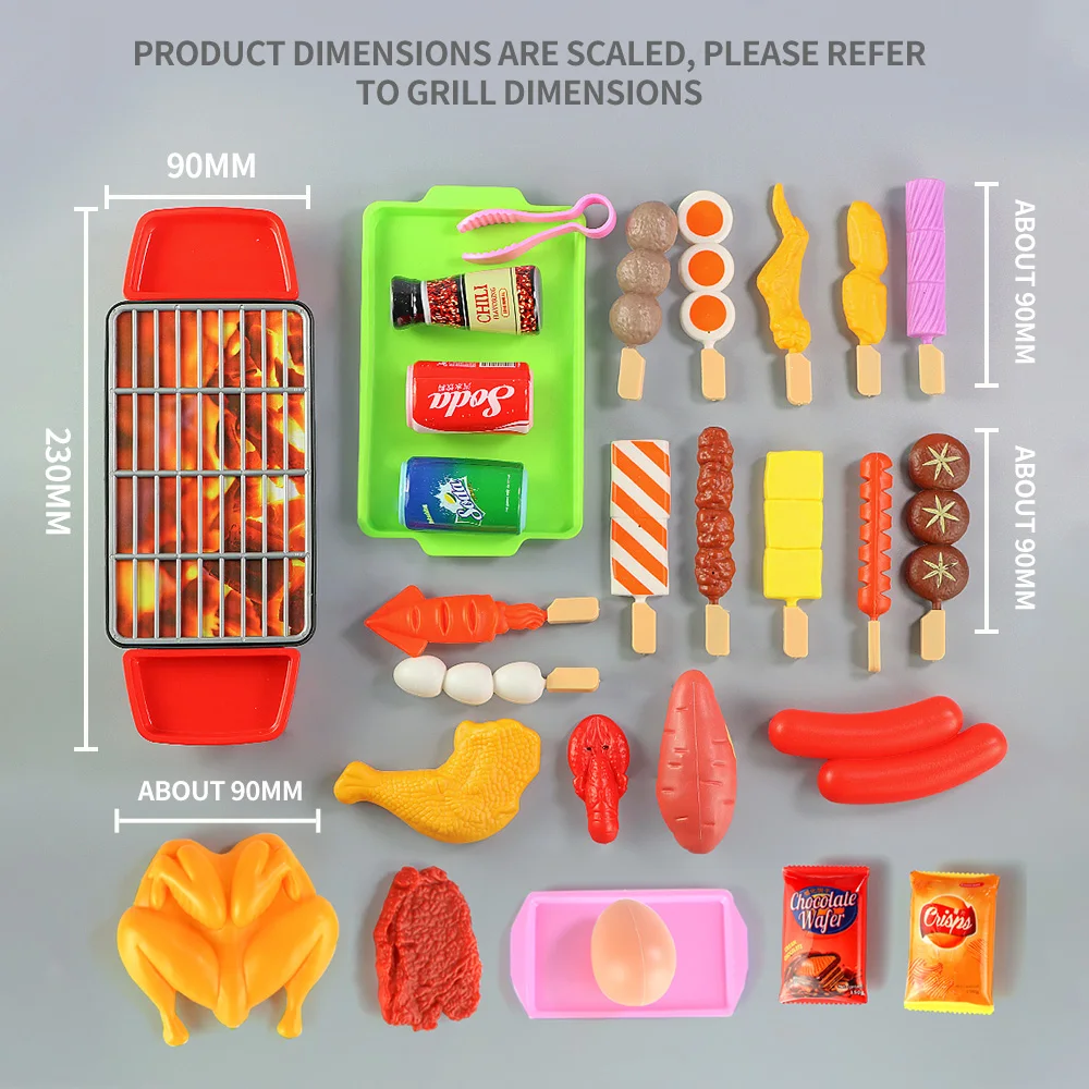 Kids Pretend Play Kitchen Toys Food Toys Simulation Food Cookware Cooking BBQ Kit Role Play Game Educational Gift For Children