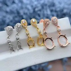 MeiBaPJ Inlay Multi Sized Medium To Long Styles S925 Sterling Silver DIY Empty Earrings Holder Women Fine Jewelry Accessory