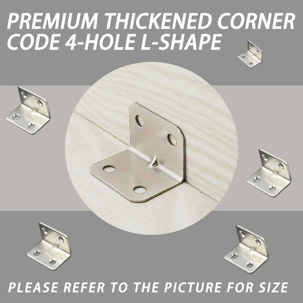 100pcs 4-hole corner code 90 degree right angle accessories  L-shaped fixed metal corner code,  furniture, hardware accessories