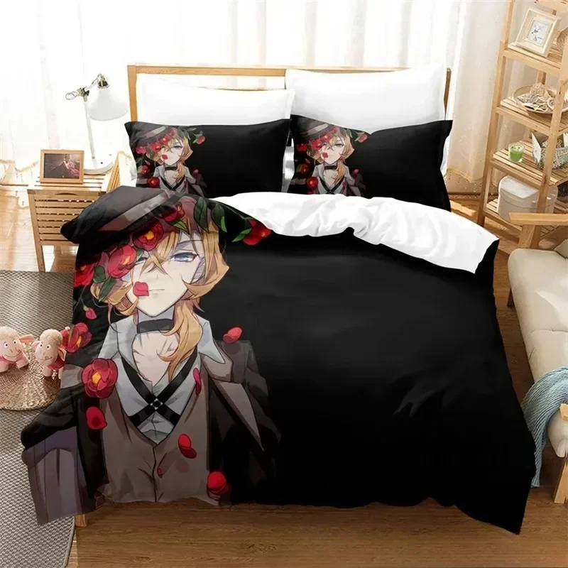 Anime Bungo Stray Dogs Bedding Set Boys Girls Twin Queen Size Duvet Cover Pillowcase Bed Boys Adult Fashion Home Textileextile 3