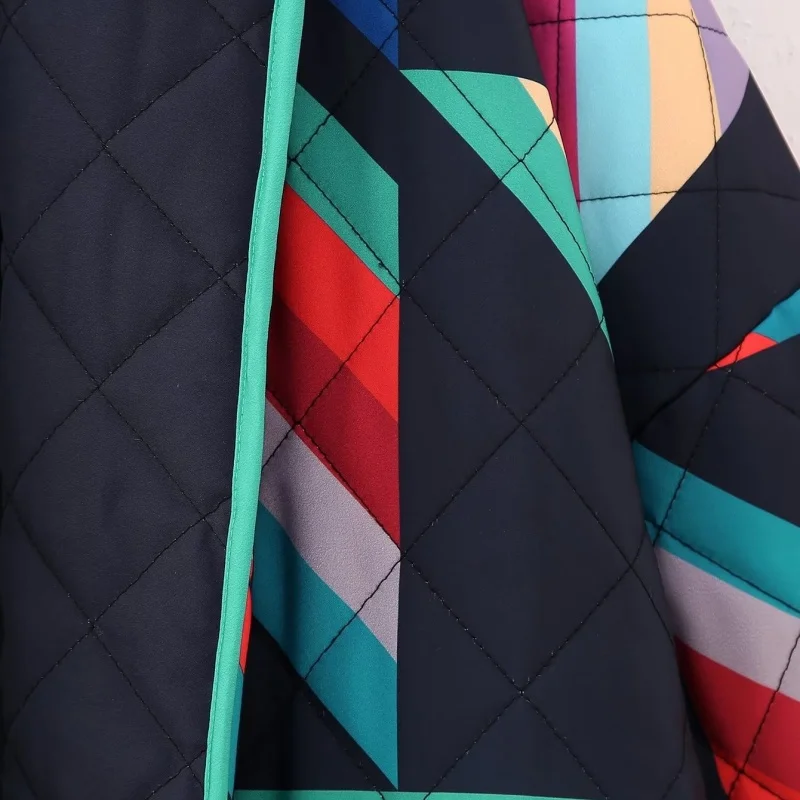 Chaqueta de algodón de manga larga con puños anchos y frente abierto multicolor para mujer, estilo moderno, ropa informal de invierno.
