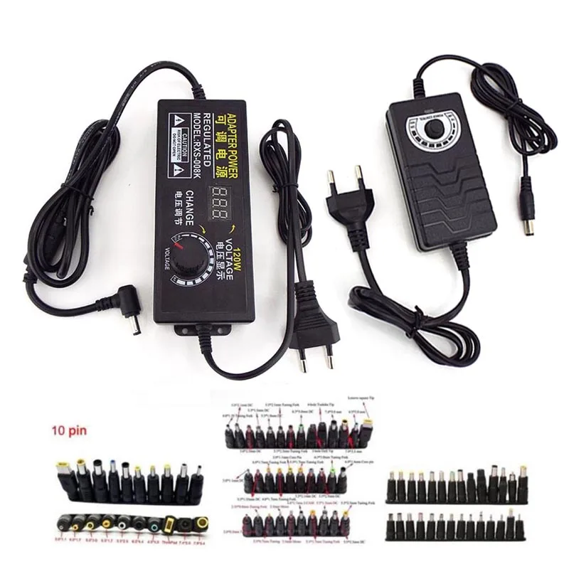 AC100-240V To DC 3-12V/3-24V Адаптер питания 3V 9V 12V 15V 18V 24V 2A 5A 10A Регулируемое зарядное устройство с напряжением Адаптер разъема постоянного тока