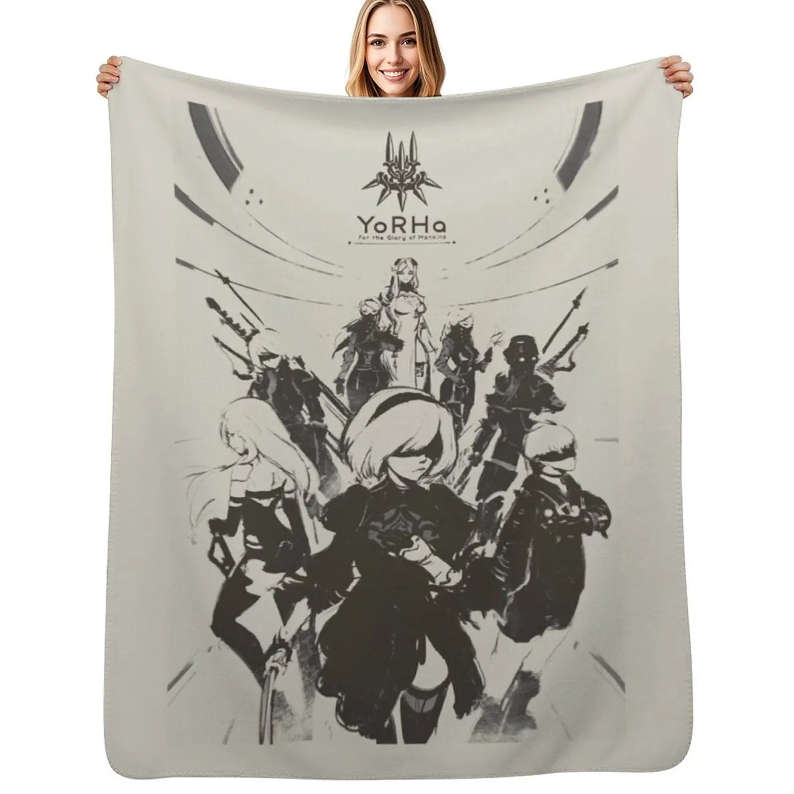 

Nier Automata Collage Yorha Throw Blanket Flannel Decorative Sofas decorative Thins Blankets