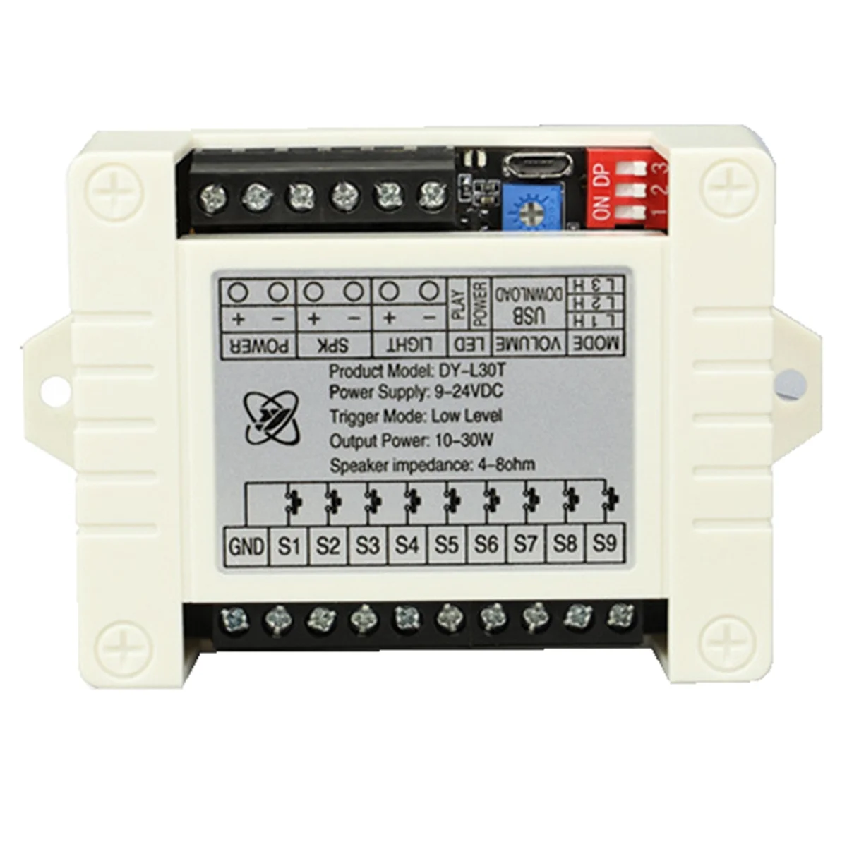 30W MP3 Voice Playback Module DY-L30T 9 Trigger Muziekspeler Eindversterker Board TF-kaart 32G Max WAV DC 12V 24V MP3 B