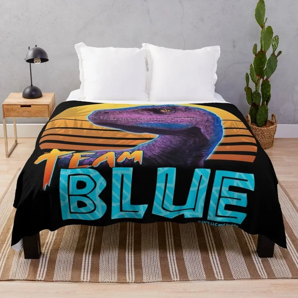 Team Blue - Manta decorativa con diseño de Jurassic World, suave, para decoración del hogar, para sofá y dormitorio