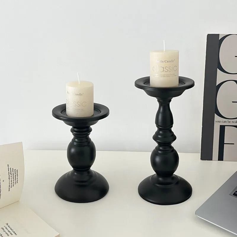 Simple Retro Black Iron Candle Holder Dinner Decoration Rack Dining Table Decoration Rack Romantic