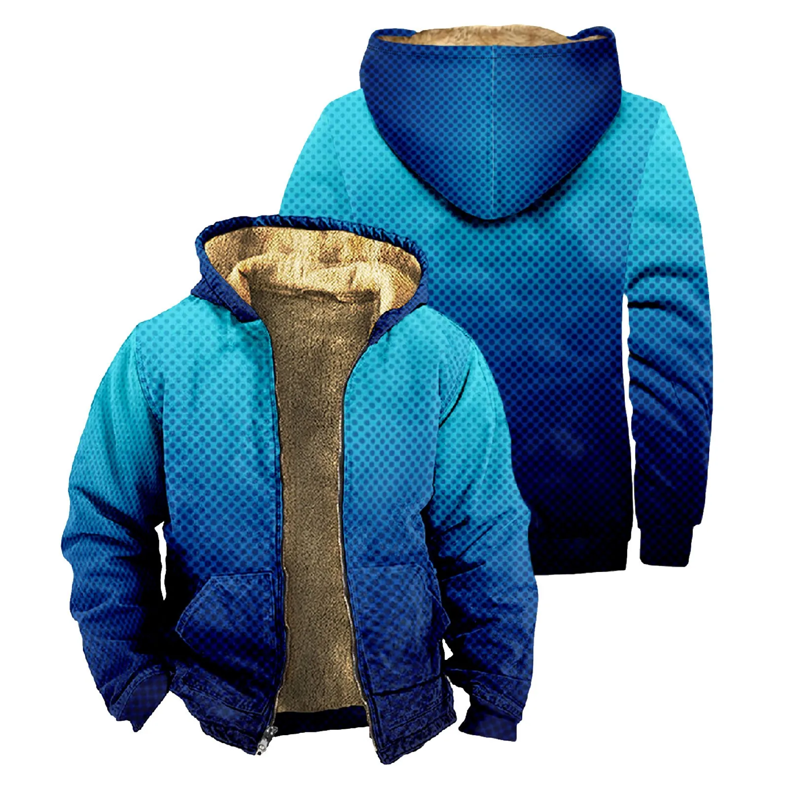 Men'S Hooded Fleece Gradually Changing Sweater Color Coats for Men Mens Jacket Polyester 2xl Jackets for Men