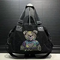 Bolso bonito de oso de peluche con joyería de diamantes a la moda para mujer, bolso de hombro personalizado, elegante y brillante de gran capacidad