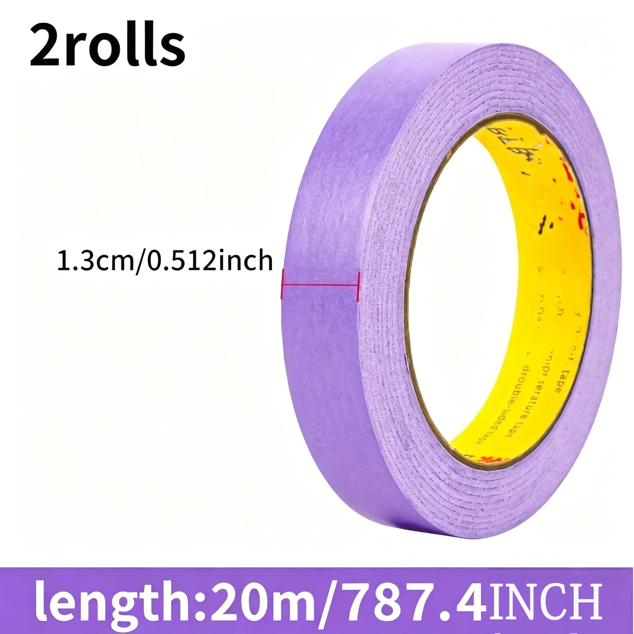 2 Rolls Purple Washi Tape 20M Grid Pattern Matte Masking Tape Weak Adhesive No Residue Hand Tearable Decorative Tape for Art Cra