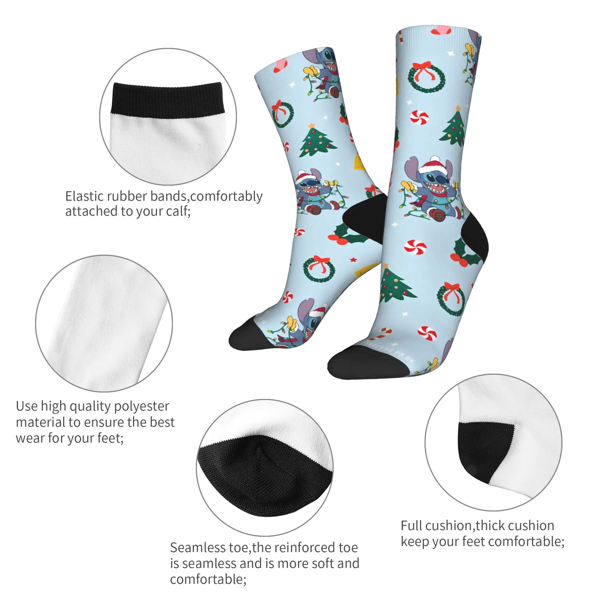 Adults Men Socks Stitch Christmas  Stockings Non Slip Quality Socks Autumn Fashion Graphic Running Socks