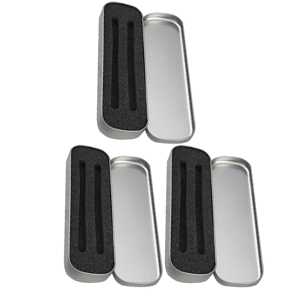 3pcs Metal Pencil Box Rectangular Hard Pen Storage Case For Students Portable Stationery Organizer Pencil Case Small