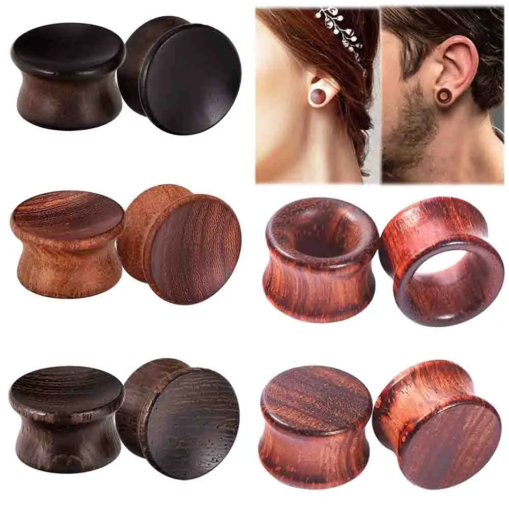 1/2/3Pair-Organic Wood Concave Ear Plugs-Saddle Ear Gauges Stretchers-Flesh Tunnels 0g-13/16