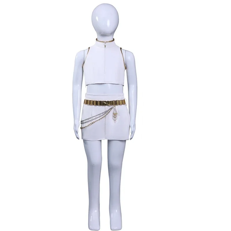 

Rumi Zoey Mira Cosplay KPop Demon Hunters Costume Girls Children White Singing Suit Halloween Party Idol Role Playing Outfits