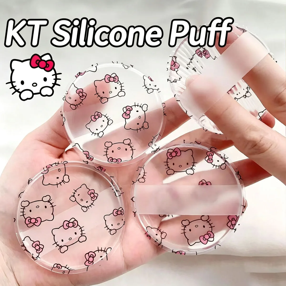 Sanrio Hello Kitty Cloud-Soft Silikon-Puff Foundation Body Lotion Zero-Absorption Hygienisches Schönheitswerkzeug Transparent