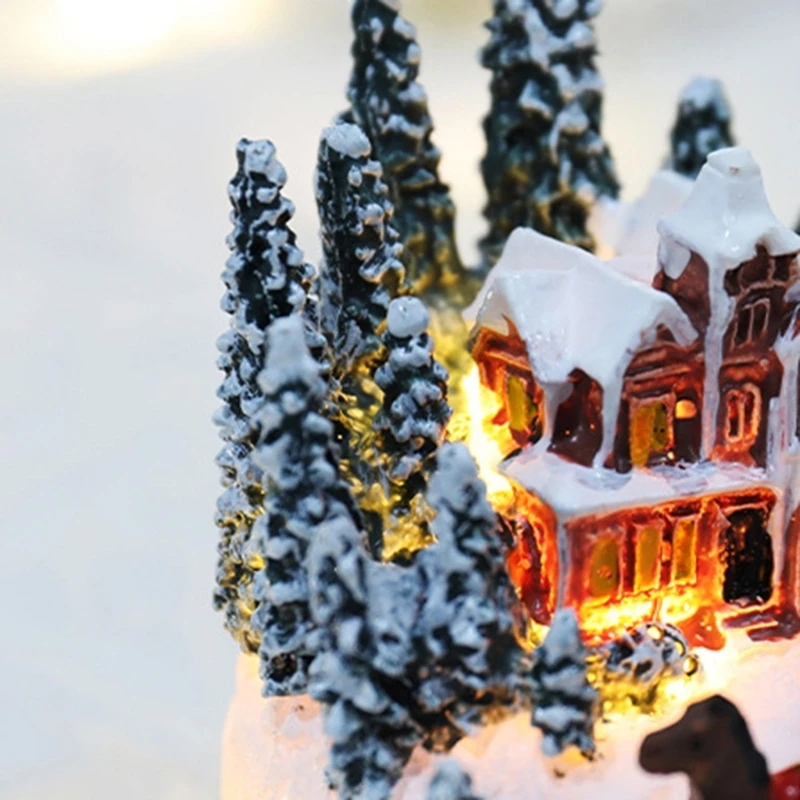 GJ Christmas Village LED Lights Christmas Village House Figurines Battery Operated Christmas Village House for Garden