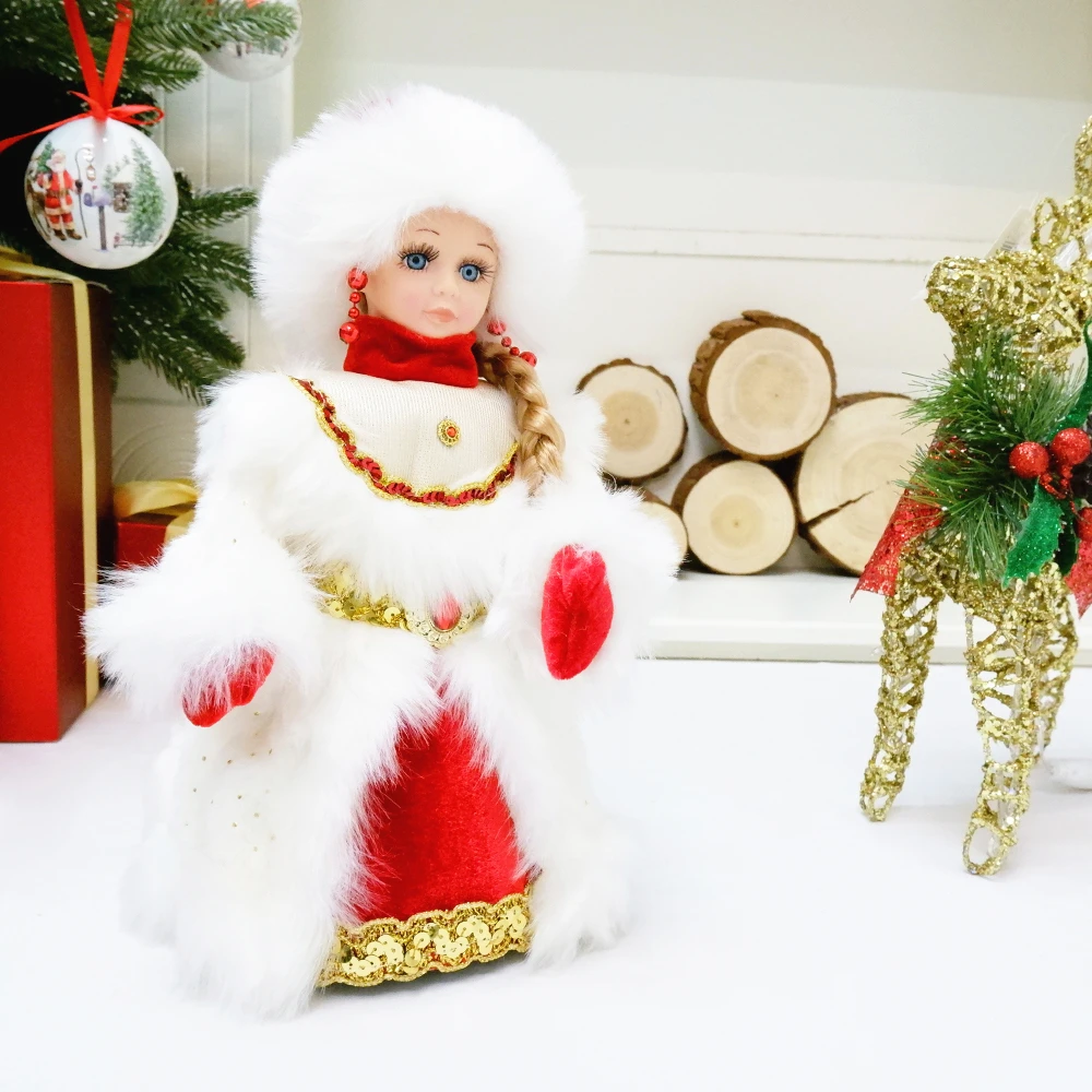 Big Santa Claus Figure Christmas Electric Santa Plush Toys Clause Christmas Decoration for Home Christmas Ornaments Snow Maiden