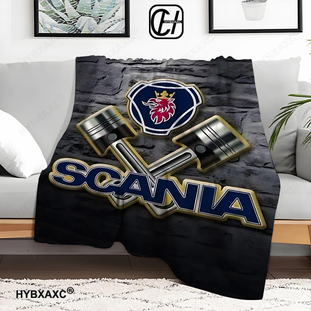 S-SCANIA Truck logo plush blanket, fashionable home sofa bed decoration, portable warmth, picnic, adult and child gift blanket