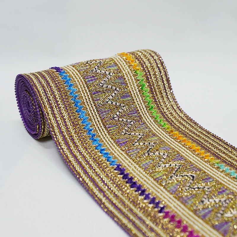 1yard Wide Lace Trim,Cross Pattern & Wavy Ribbon, Ethnic Style Fabric Border, Garment Accessories for Clothing DIY lace trimming