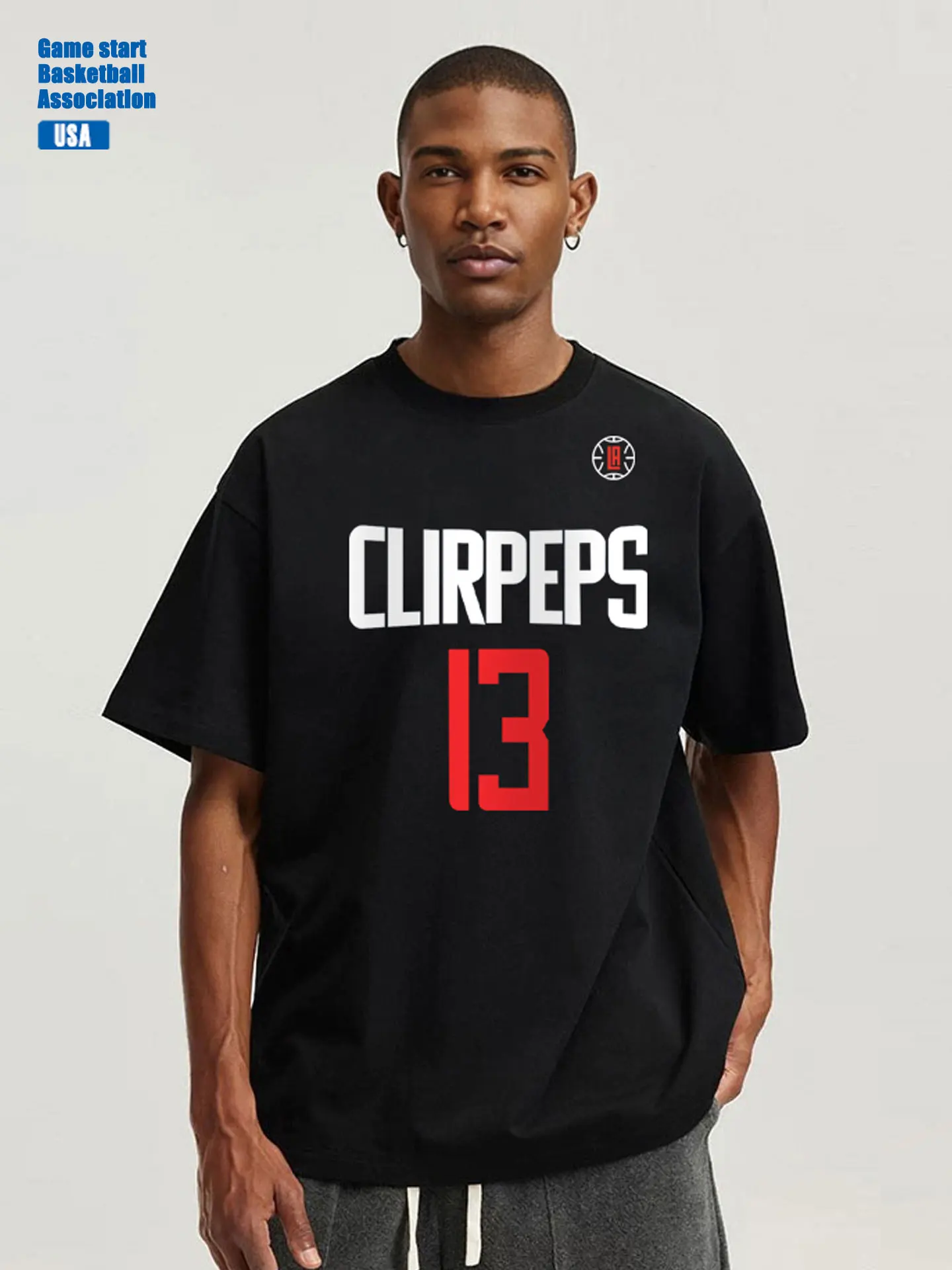 

Спортивная хлопковая футболка Paul George, мужская летняя свободная баскетбольная майка с круглым вырезом и короткими рукавами, повседневная молодежная модная одежда