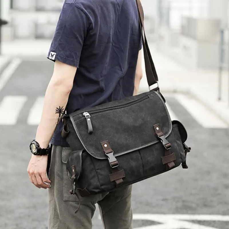 Large Capacity Vintage Canvas Electrician Messenger Bag backpack professional tool bags multi pocket Portable outing products