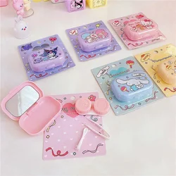 Sanrio HelloKitty Melody Cartoon Contact Lens Box Portable Beauty Kuromi Pupil Tool Box Mini Portable Kawaii Storage Box Gifts