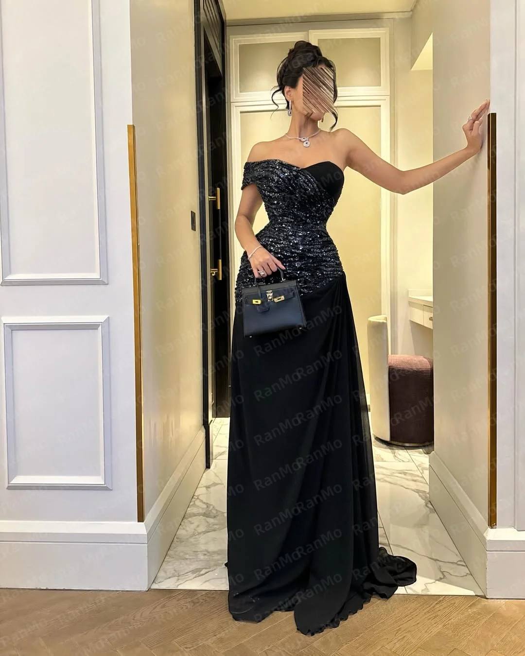 Ranmo – robe de soirée trapèze personnalisée, asymétrique épaule dénudée, sans manches, robe de bal, drapée à paillettes, dos nu, à la mode, nouvelle collection 2026