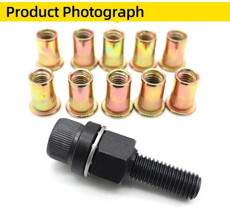7pcs Rivet Nut Tools Adapter M3 M4 M5 M6 M8 M10 M12 Hand Electric Rivet Nut Head Riveter Metal License Plate Simple Installation