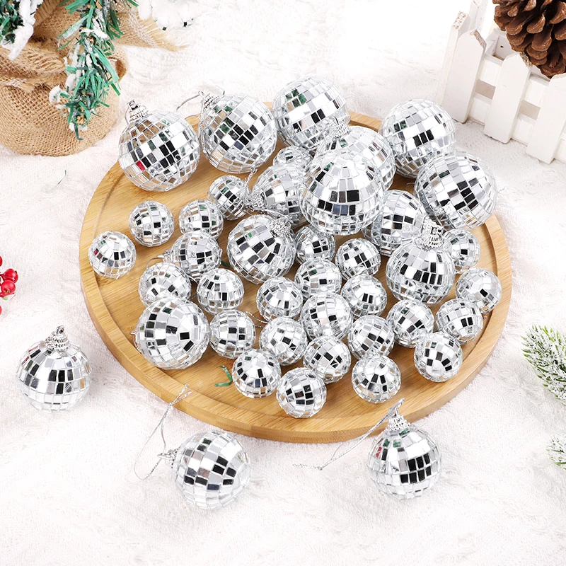 

2.5-5cm Silver Shining Ball 80s Disco Party Decoration Sequin Mirror Reflective Glass Balls Wedding Party Home Bar Xmas Supplies