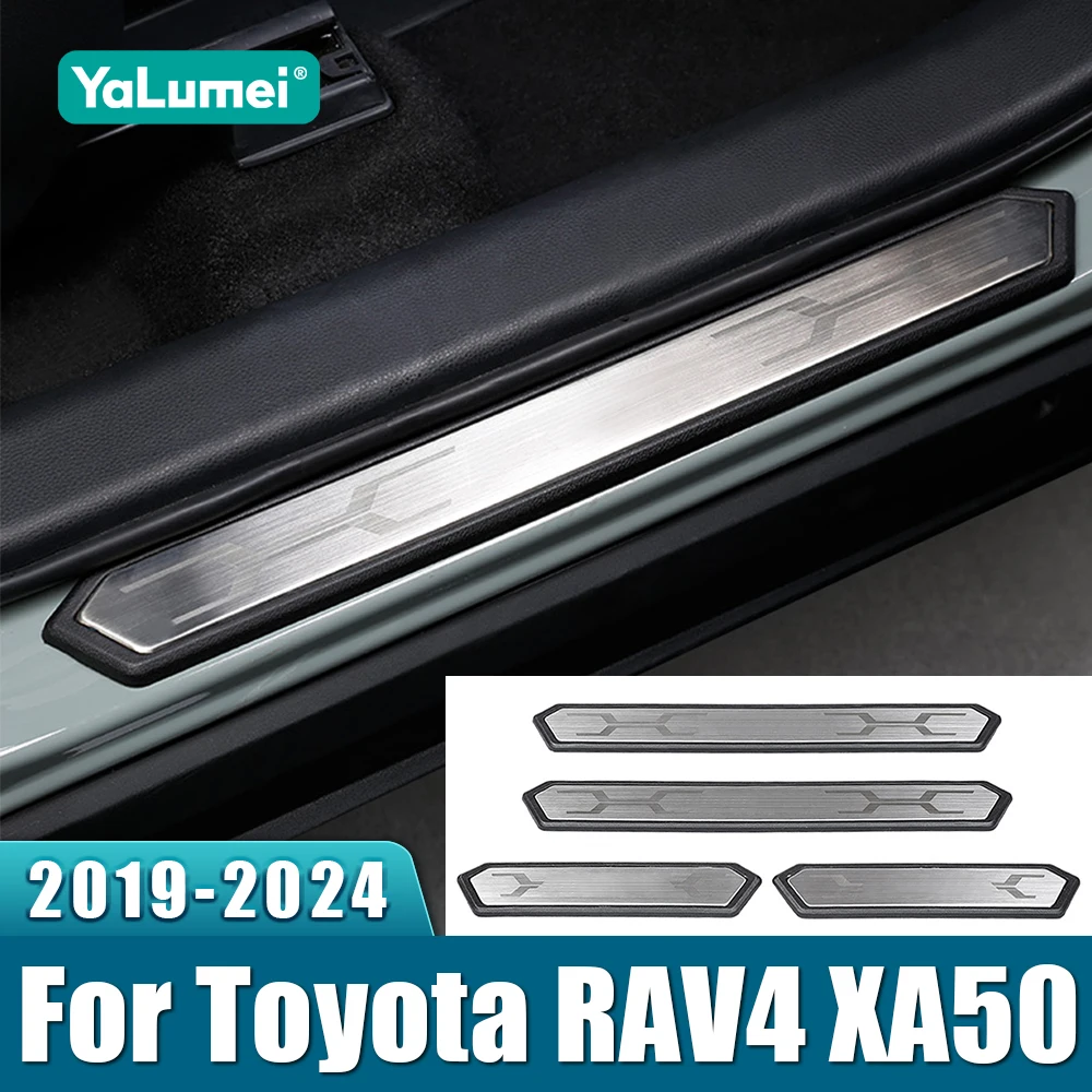 

Car Threshold Door Sill Decoration Strip Welcome Pedals Cover Pads For Toyota RAV4 XA50 Hybrid 2019 2020 2021 2022 2023 2024