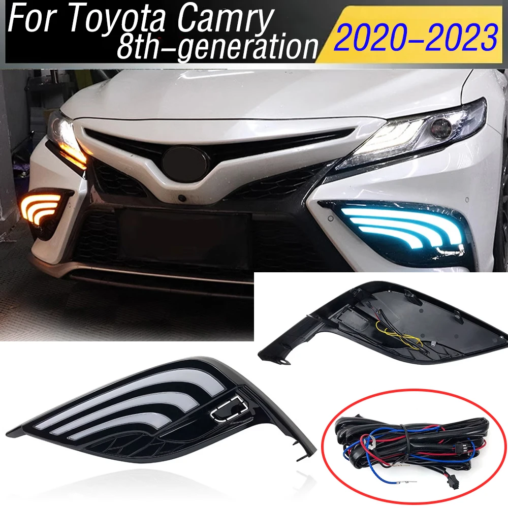Led Fog Lights DRL Daylights for Toyota 8th Gen Camry 2021 2022 2023 Fog Lamp Illumination Daytime Running Lamp Modify Body Kit