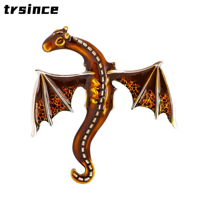 Vintage Personality Flying Dragon Brooch Pin Creative Animal Pins Corsage for Women and Men Clothing Jewelry Accessories