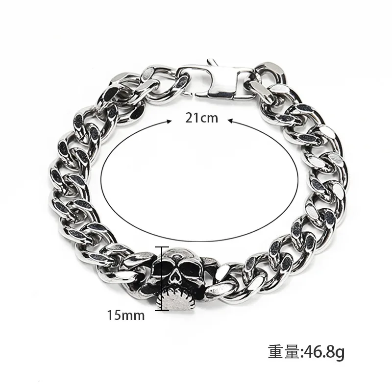 

CHUANGCHENG Vintage Personalized Punk Hip Hop Fashion Ornament Skeleton Bracelet Chain