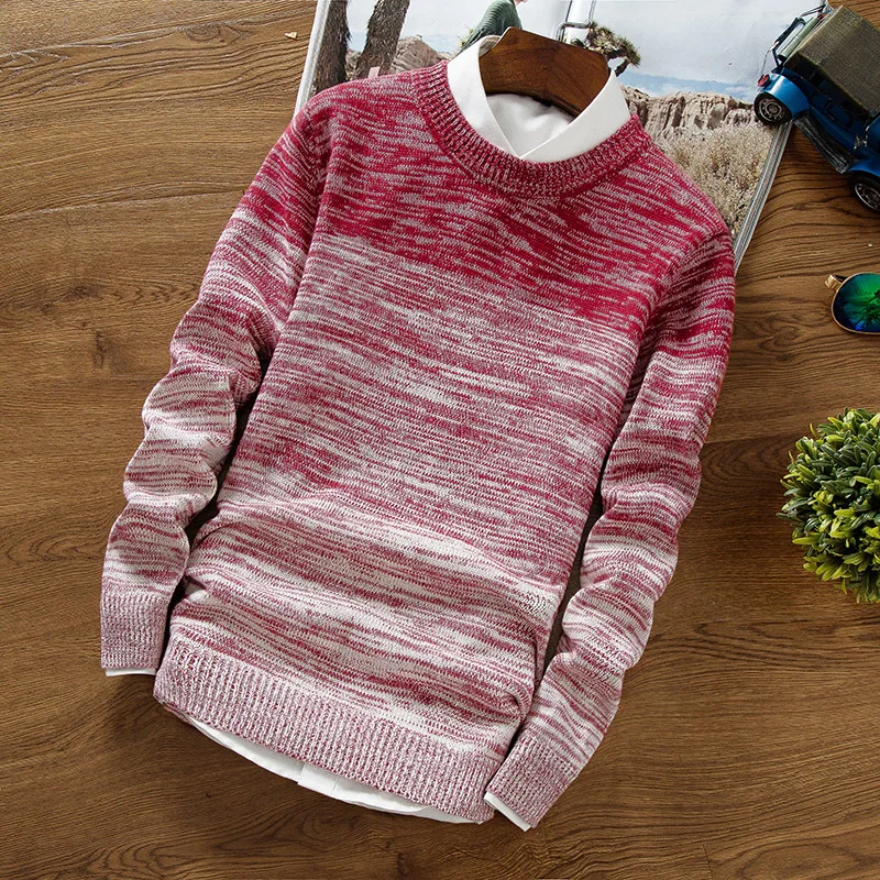 

Круглый вязаный свитер Ne для молодых мужчин, повседневный тонкий длинный свитер Sve adient Color Blo Base irt, модное осеннее новое поступление