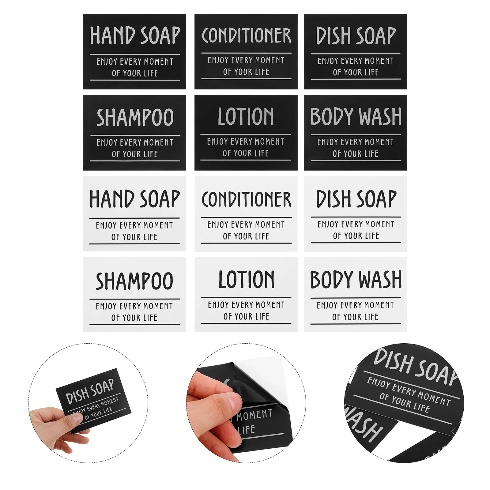 

12Pcs Waterproof Bathroom Labels Organization Stickers for Shampoo Conditioner Hand Soap Bottles Glass Containers