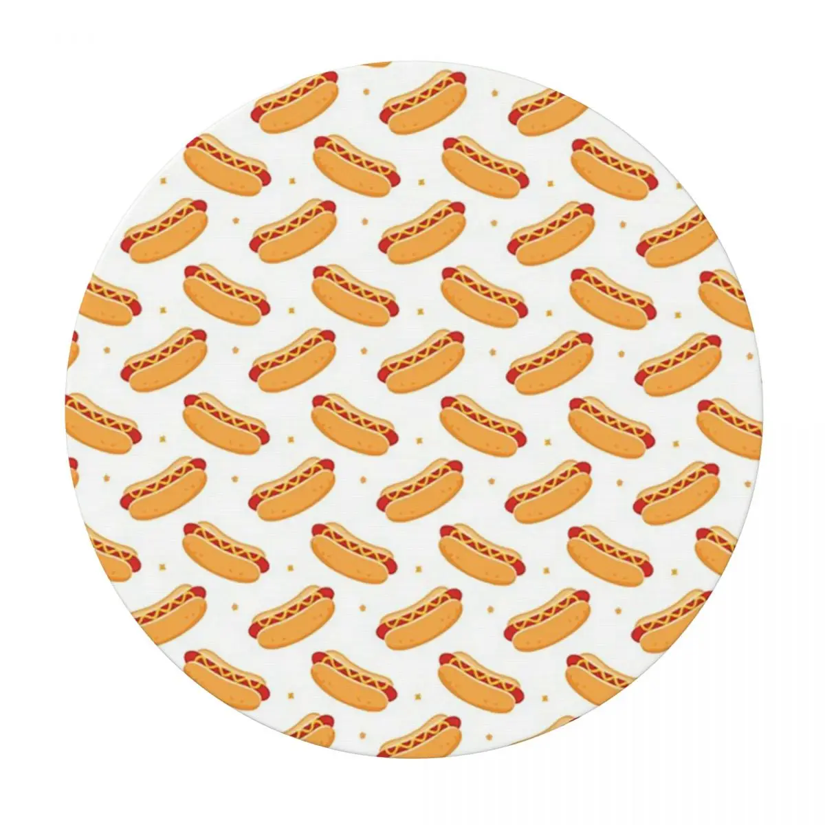 Hot Dog Food Delicious Pattern Waterproof Round Tablecloth Oilproof Table Cloth for Kitchen Events Dining Table Cover