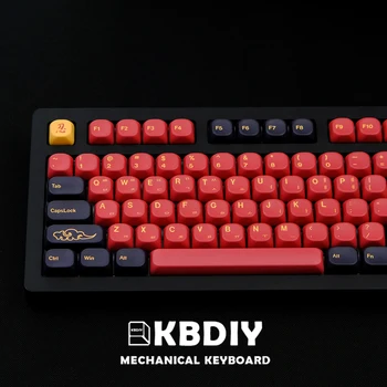 KBDiy PBT GMK 키캡 세트, 한국 레드 사무라이 키캡, 맞춤형 KOA 프로필, 기계식 키보드 게임용, 5 면 DIY, 130 키