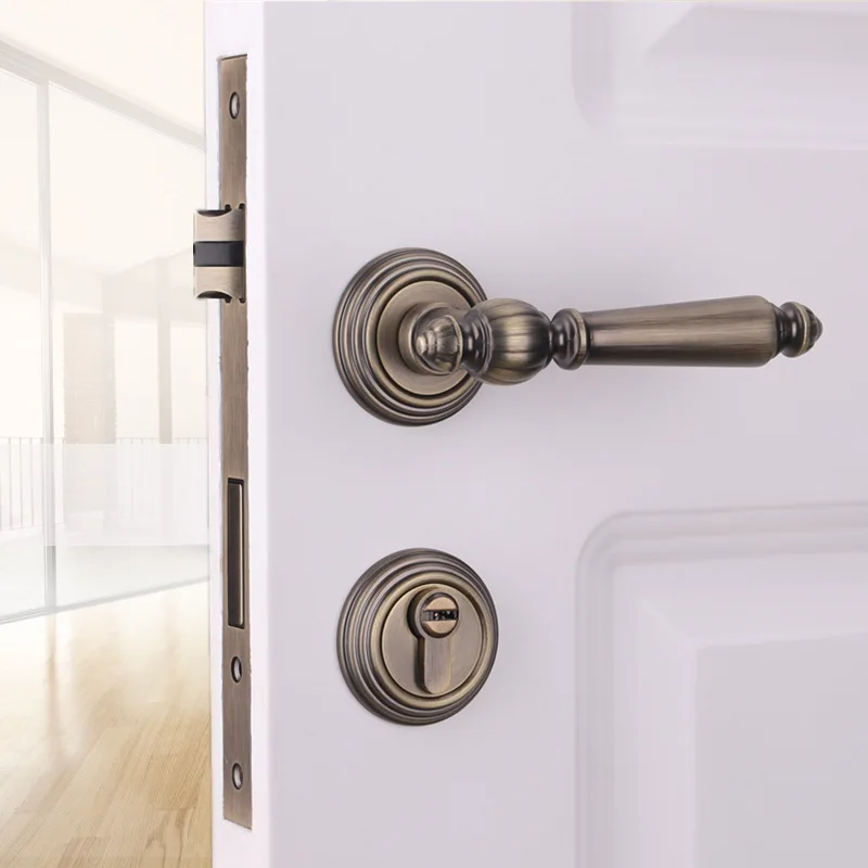 Imagem -04 - Fechadura de Porta Dourada Interna Estilo Nórdico Madeira Sólida Pvd Maçaneta de Sucção Magnética Fechadura Dividida Dourada Brilhante