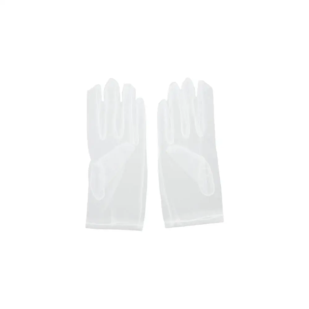 White Women Ultra Thin Transparent Black Wedding Finger Gloves Mesh Opera Gloves Short Gloves