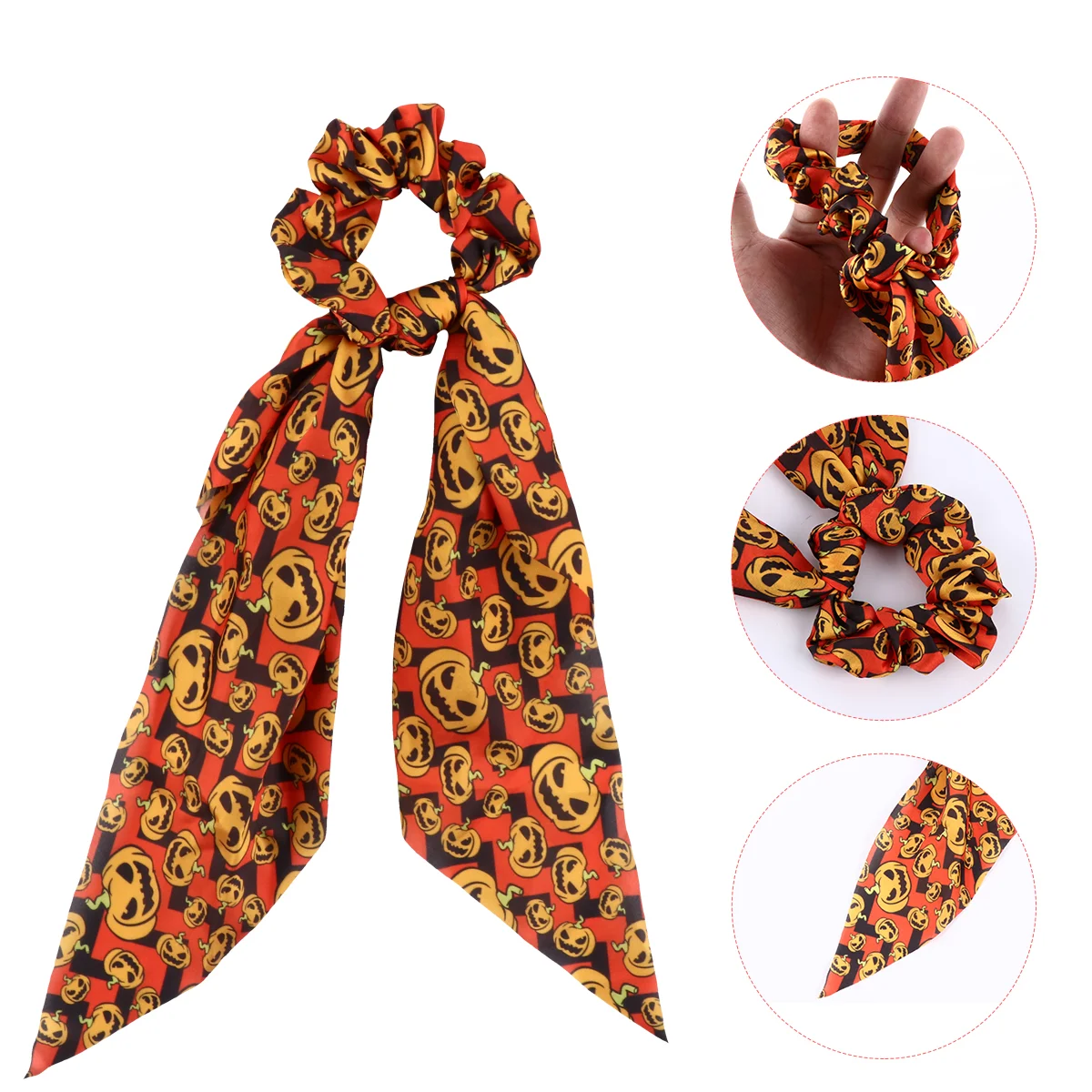 2 Pcs Hair Ribbons for Women Halloween Tie Jewelry Headband Scrunchies Scarf Miss Pumpkin