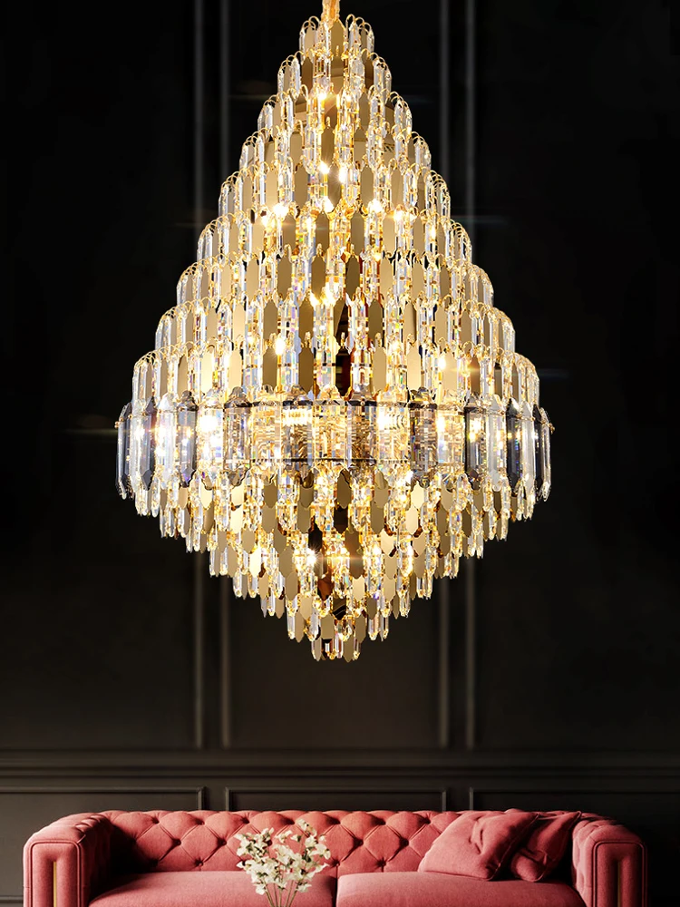 

Grand Chandelier Villa Hall Light Jump-storey Duplex Building Hotel Lobby Restaurant Light Luxury Crystal Pendant Light