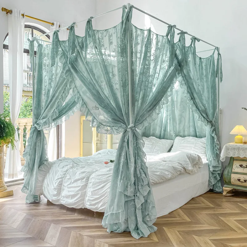 Summer Princess Palace Mosquito Net without Frame Romantic Three-door Lace Bed Curtain Home Decor