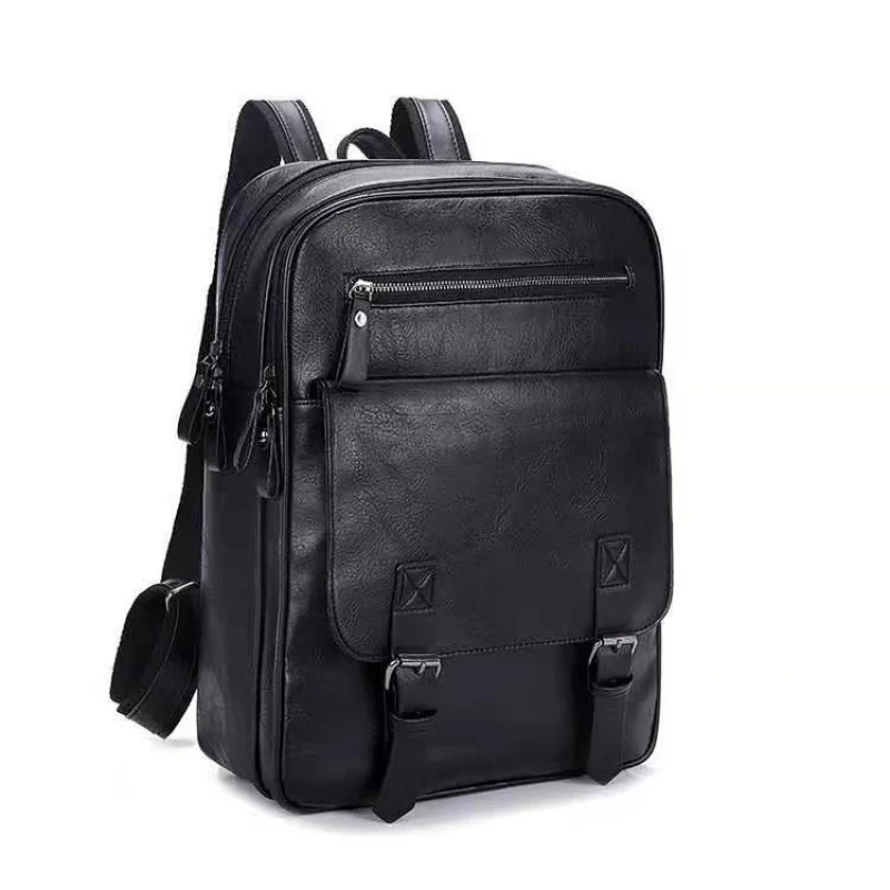 Mochila Vintage de cuero PU para hombre, bolso escolar de gran capacidad para estudiantes, bolso para portátil de moda, mochila de viaje deportiva para hombre