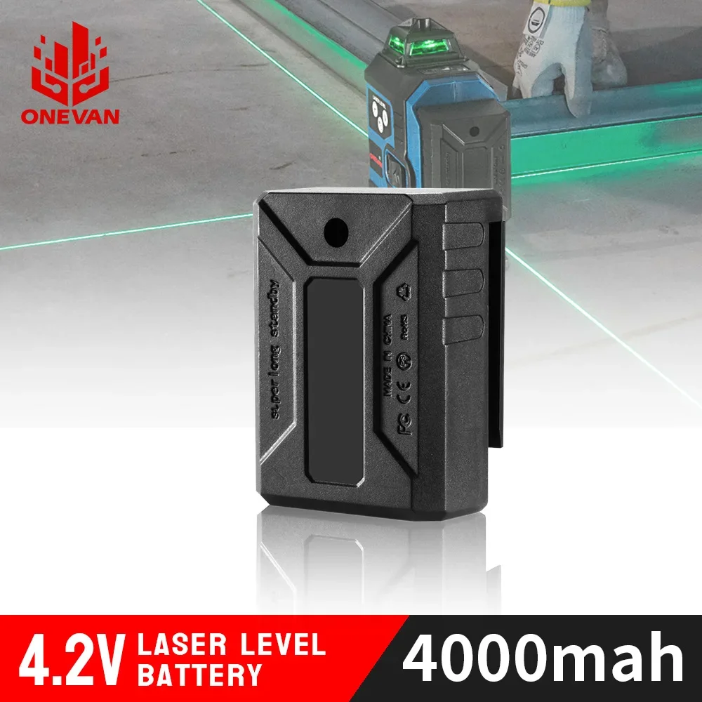 4000mAh Rechargeable 4.2V Lithium Battery High Powerful For 8Lines 12Lines 16Lines Laser Level Push Universal Battery