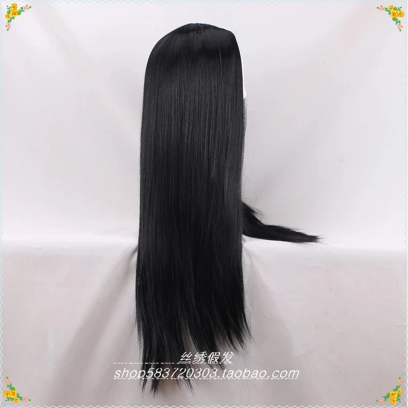 Peluca larga y recta negra de Anime Alice, 60cm/70cm/80cm/100cm, pelo sintético resistente al calor, pelucas para fiesta de Halloween para mujer