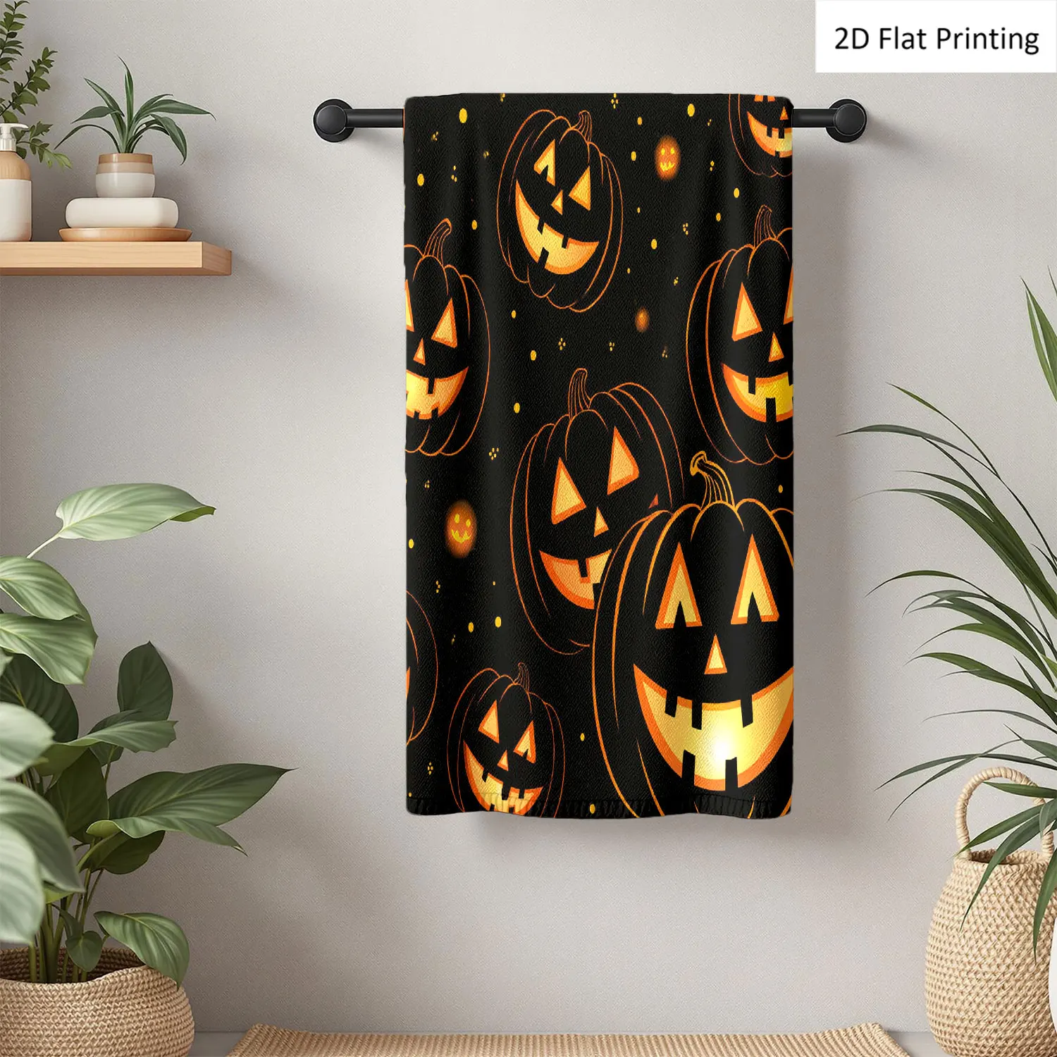 

1Pc Halloween Pumpkins Abstract Art Style Orange Bathroom Hand Towel Bath Towel, Multiple Size Microfiber Polyester Towel, Unique Home Decorative Kitchen Towels, Festival Bathroom Accessories Decor, Quick Dry and Absorbent