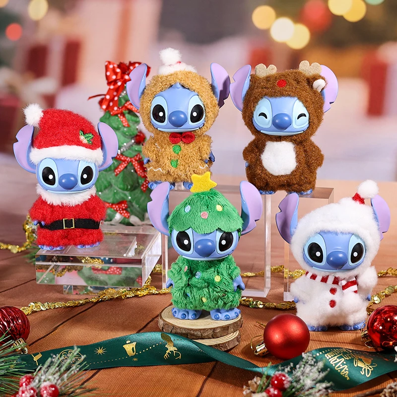 

Новая оригинальная рождественская милая одежда Disney Stitch, серия слепая коробка, игрушка Kawaii Stitch, фигурка куклы, загадочная коробка, подарок на Хэллоуин, игрушки