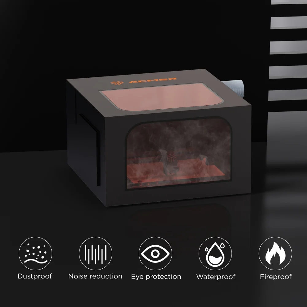 ACMER R20 Protective Cover Laser Engrave Enclosure Fireproof and Dustproof Smoke Eye Protection Vent with Exhaust Fan and Pipe