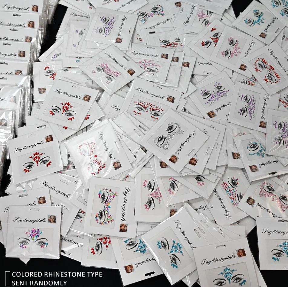 

5Pcs 3D Diamond Face Stickers Rhinestones Face Gems with Self-Adhesive for Party/Wedding/Festival Jewels Body Glitter Crystal