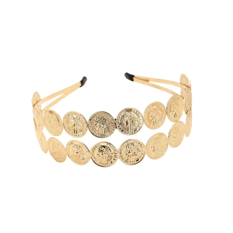 49MC Elegant Metal Coin Hair Bridal Dance Accessory Headbands For Women Performances
